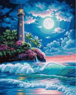 Figuredart Phare Sous La Pleine Lune | Paysages