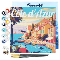 Figuredart Mini Peinture Par Numros 20X20Cm Avec Cadre Cte D'Azur | Paysages