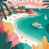 Figuredart Broderie Diamant - Affiche Poster Maldives | Broderie Diamant Paysages