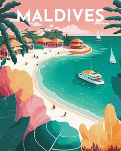 Figuredart Broderie Diamant - Affiche Poster Maldives | Broderie Diamant Paysages