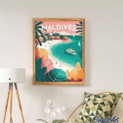 Figuredart Broderie Diamant - Affiche Poster Maldives | Broderie Diamant Paysages