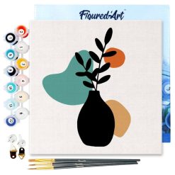 Figuredart Mini Peinture Par Numros 20X20Cm Avec Cadre Plante Et Vase Noir 2 | Fleurs