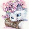 Figuredart Chaton Blanc Et Fleurs | Fleurs