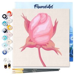 Figuredart Mini Peinture Par Numros 20X20Cm Avec Cadre Bouton De Rose | Fleurs