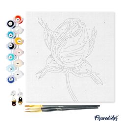 Figuredart Mini Peinture Par Numros 20X20Cm Avec Cadre Bouton De Rose | Fleurs