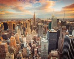 Figuredart Coucher De Soleil Sur New York | Ville