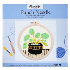 Figuredart Punch Needle Plante Et Pot Noir | Punch Needle