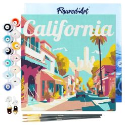 Figuredart Mini Peinture Par Numros 20X20Cm Avec Cadre Rue En Californie | Ville