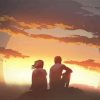 Figuredart Couple Regardant Le Coucher Du Soleil | Paysages