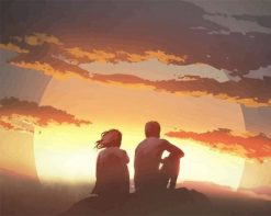 Figuredart Couple Regardant Le Coucher Du Soleil | Paysages