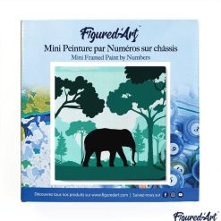 Figuredart Mini Peinture Par Numros 20X20Cm Avec Cadre Elphant Dans La For00Eat Verte | Paysages