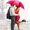 Figuredart Homme Et Femme Avec Parapluie Rouge | Romantique