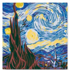 Figuredart Mini Peinture Par Numros 20X20Cm Avec Cadre Van Gogh Nuit Etoile | Paysages