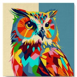 Figuredart Mini Peinture Par Numros 20X20Cm Avec Cadre Hibou Abstrait Pop Art | Pop Art