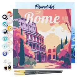 Figuredart Mini Peinture Par Numros 20X20Cm Avec Cadre Colise De Rome | Paysages