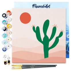 Figuredart Mini Peinture Par Numros 20X20Cm Avec Cadre Cactus | Fleurs