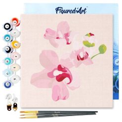 Figuredart Mini Peinture Par Numros 20X20Cm Avec Cadre Fleurs D'Orchide | Fleurs