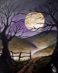 Figuredart Chemin Et Pleine Lune | Paysages