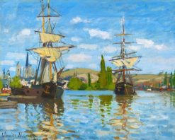 Figuredart Bateaux Navigant Sur La Seine Rouen - Monet | Paysages