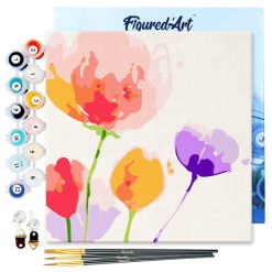 Figuredart Mini Peinture Par Numros 20X20Cm Avec Cadre Fleurs En Couleurs | Fleurs