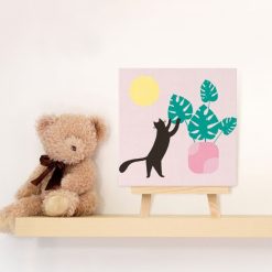 Figuredart Mini Peinture Par Numros 20X20Cm Avec Cadre Chaton Et Plante Au Soleil | Animaux