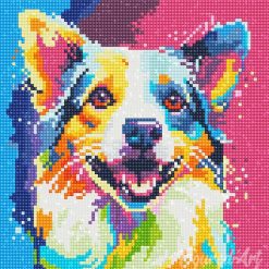 Figuredart Mini Diamond Painting 25X25Cm - Chien Abstrait Pop Art | Broderie Diamant Animaux