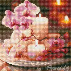 Figuredart Mini Diamond Painting 25X25Cm - Orchides Et Bougies | Broderie Diamant Fleurs