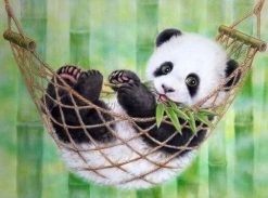 Figuredart Broderie Diamant - Bb Panda Dans Son Hamac | Broderie Diamant Animaux