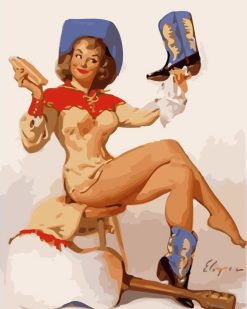 Figuredart Pin-Up Vintage Et Bottes Bleues | Femmes