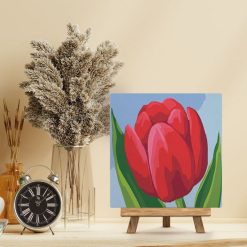 Figuredart Mini Peinture Par Numros 20X20Cm Avec Cadre Tulipe Rouge | Fleurs