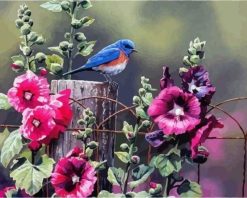 Figuredart Petit Oiseau Et Fleurs Roses | Fleurs