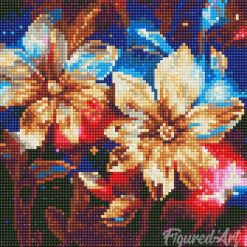 Figuredart Mini Diamond Painting 25X25Cm - Fleurs Dores Brillantes | Broderie Diamant Fleurs