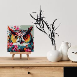 Figuredart Mini Peinture Par Numros 20X20Cm Avec Cadre Hibou Fantaisie Et Fleurs | Fleurs