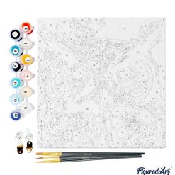 Figuredart Mini Peinture Par Numros 20X20Cm Avec Cadre Hibou Fantaisie Et Fleurs | Fleurs