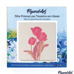 Figuredart Mini Peinture Par Numros 20X20Cm Avec Cadre 3 Tulipes Roses | Fleurs