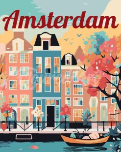 Figuredart Affiche De Voyage Amsterdam En Fleurs | Ville