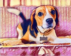 Figuredart Broderie Diamant - Beagle Mignon 40X50Cm Toile Tendue Sur Ch00E2Ssis | Broderie Diamant Animaux