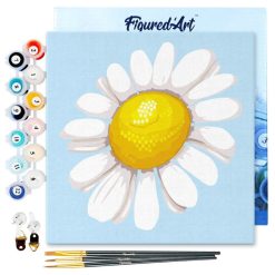 Figuredart Mini Peinture Par Numros 20X20Cm Avec Cadre Jolie Marguerite | Fleurs