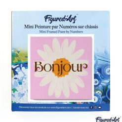 Figuredart Mini Peinture Par Numros 20X20Cm Avec Cadre Bonjour | Fleurs