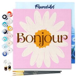 Figuredart Mini Peinture Par Numros 20X20Cm Avec Cadre Bonjour | Fleurs