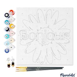 Figuredart Mini Peinture Par Numros 20X20Cm Avec Cadre Bonjour | Fleurs