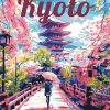 Figuredart Affiche De Voyage Kyoto En Fleurs | Affiche Vintage