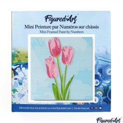 Figuredart Mini Peinture Par Numros 20X20Cm Avec Cadre Tulipes Et Ciel Bleu | Fleurs