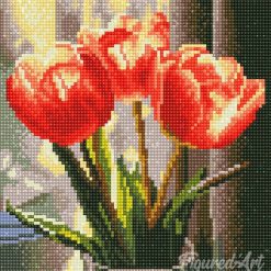 Figuredart Mini Diamond Painting 25X25Cm - Tulipes P00Eache | Broderie Diamant Fleurs