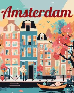 Figuredart Affiche De Voyage Amsterdam En Fleurs | Paysages