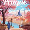 Figuredart Affiche De Voyage Prague En Fleurs | Ville