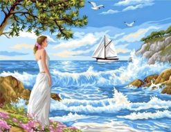 Figuredart Femme Regardant Les Vagues | Paysages