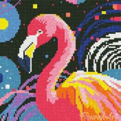 Figuredart Mini Diamond Painting 25X25Cm - Flamant Rose Abstrait Pop Art | Broderie Diamant Animaux