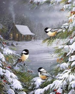 Figuredart Trois Oiseaux Sous La Neige | Paysages