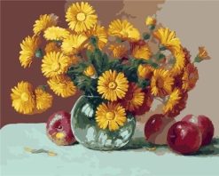 Figuredart Vase De Tournesols Et Pommes | Fleurs